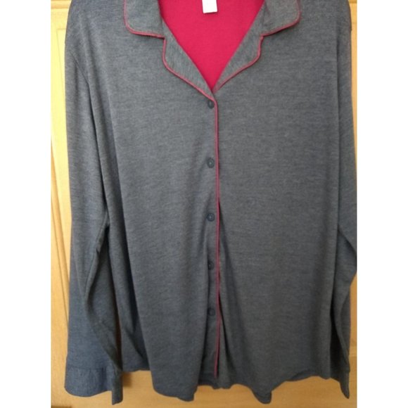 Addison Meadow Knit Pajamas Dark Gray With Red Piping XL - Picture 5 of 9